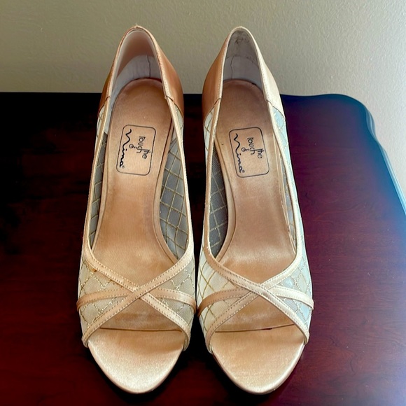 Satin Gold Peep-toe Pump - Picture 2 of 8